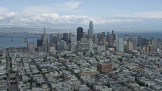 AX0173_0081 - 6K stock footage aerial video of a wide view of the city's skyline, Downtown San Francisco, California