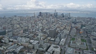 AX0173_0123 - 6K aerial stock footage fly from Western Addition toward Downtown San Francisco skyline, California