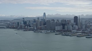 AX0173_0127 - 6K stock footage aerial video a wide view of the Downtown San Francisco skyline, California