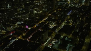 AX0174_0188 - 6K aerial stock footage of circling above Chinatown at night, San Francisco, California
