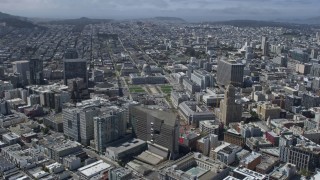 AX0175_0137 - 6K stock footage aerial video of city hall in Civic Center, San Francisco, California