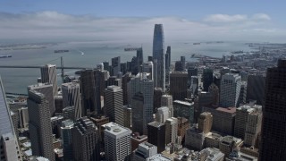 AX0175_0144 - 6K aerial stock footage approach and flyby Salesforce Tower in Downtown San Francisco, California