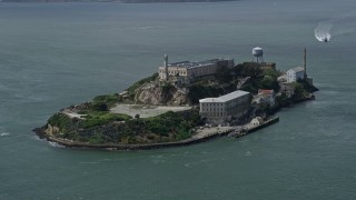 AX0175_0152 - 6K aerial stock footage of flying to Alcatraz, San Francisco, California