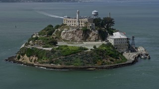 AX0175_0153 - 6K aerial stock footage of flying away from Alcatraz, San Francisco, California