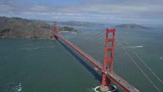AX0175_0163 - 6K aerial stock footage of following 101 freeway toward the Golden Gate Bridge, San Francisco, California