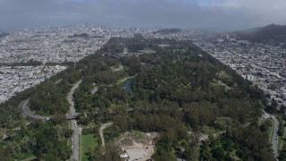 AX0175_0196 - 6K aerial stock footage of flying over Golden Gate Park, San Francisco, California
