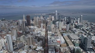 AX0175_0200 - 6K aerial stock footage of flying over Market Street on the way to downtown, San Francisco, California