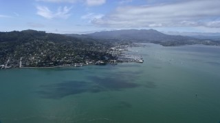 AX0175_0206 - 6K aerial stock footage of approaching Sausalito and Richardson Bay, California