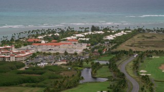 AX102_043 - 4.8K aerial stock footage of an Oceanfront Gran Melia Golf Resort, Puerto Rico