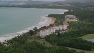 AX102_046 - 4.8K aerial stock footage of Wyndham Grand Rio Mar Beach Resort and Spa, Rio Grande, Puerto Rico 