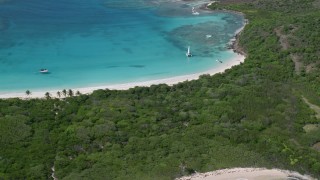 AX102_188 - 4.8K aerial stock footage of Turquoise waters and white sand Caribbean beaches, Culebrita, Puerto Rico
