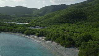 AX103_054 - 4.8K aerial stock footage of a Jungle and marsh along the Great Lameshur Bay, St John