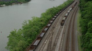 AX105_051 - 4.8K stock footage aerial video revealing U.S. Steel Mon Valley Works, Braddock, Pennsylvania