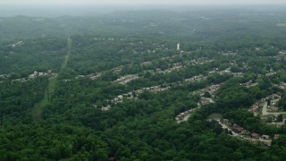 AX105_254 - 4.8K aerial stock footage of suburban neighborhoods, Verona, Pennsylvania