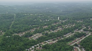AX105_254E - 4.8K aerial stock footage of suburban neighborhoods, Verona, Pennsylvania