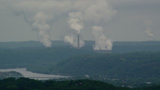 AX106_038 - 4.8K aerial stock footage of Beaver Valley Power Station, Hookstown, Pennsylvania