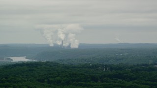 AX106_039 - 4.8K aerial stock footage of Beaver Valley Power Station, Hookstown, Pennsylvania