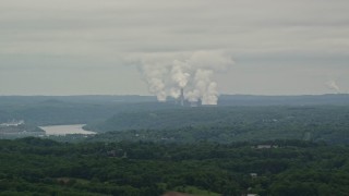 AX106_039E - 4.8K aerial stock footage of Beaver Valley Power Station, Hookstown, Pennsylvania