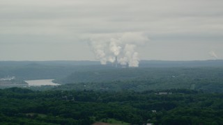 AX106_040 - 4.8K aerial stock footage of Beaver Valley Power Station, Hookstown, Pennsylvania