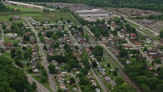 AX106_048E - 4.8K aerial stock footage of the small town of Koppel, Pennsylvania