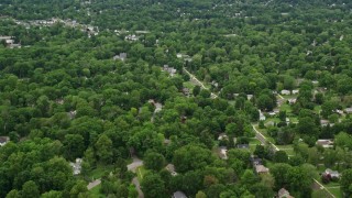 AX106_069E - 4.8K aerial stock footage of suburban neighborhoods, Youngstown, Ohio