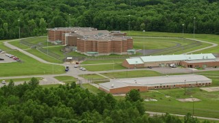 AX106_087E - 4.8K aerial stock footage of Ohio State Penitentiary, Youngstown, Ohio
