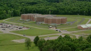 AX106_088 - 4.8K aerial stock footage orbiting Ohio State Penitentiary, Youngstown, Ohio
