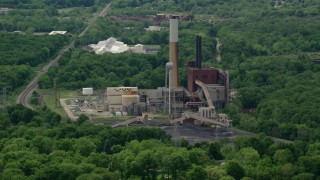 AX106_106 - 4.8K aerial stock footage of Niles Generating Station Power Plant, Niles, Ohio