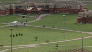 AX106_123 - 4.8K aerial stock footage of Trumbull Correctional Institute Prison Grounds in Leavittsburg, Ohio