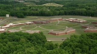 AX106_125 - 4.8K aerial stock footage of Trumbull Correctional Institute Prison Complex in Leavittsburg, Ohio