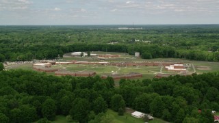 AX106_127 - 4.8K aerial stock footage of Trumbull Correctional Institute Prison Complex in Leavittsburg, Ohio