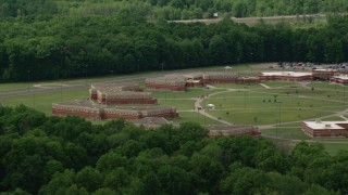 AX106_130 - 4.8K aerial stock footage of Trumbull Correctional Institute Prison Complex in Leavittsburg, Ohio