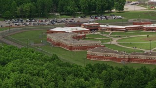 AX106_132E - 4.8K aerial stock footage of Trumbull Correctional Institute Prison Complex in Leavittsburg, Ohio