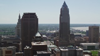 AX106_241 - 4.8K aerial stock footage of 200 Public Square and Key Tower in Downtown Cleveland, Ohio