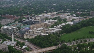 AX107_194 - 4.8K stock footage aerial video of Carnegie Mellon University, Pittsburgh, Pennsylvania
