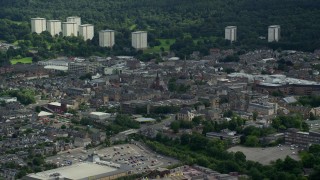 AX109_136 - 5.5K aerial stock footage of the Scottish town of Falkirk, Scotland