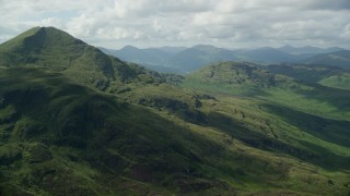 AX110_047E - 5.5K aerial stock footage approach Ben Lomond in the Scottish Highlands, Scotland