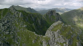 AX110_081 - 5.5K aerial stock footage of The Cobbler mountain, Scottish Highlands, Scotland