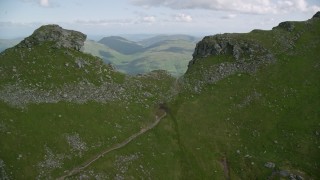 AX110_086 - 5.5K aerial stock footage fly over The Cobbler, reveal Loch Long, Scottish Highlands, Scotland