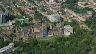 AX110_156 - 5.5K aerial stock footage of the University of Glasgow, Scotland