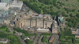 AX110_184 - 5.5K aerial stock footage of the Glasgow Royal Infirmary hospital in Scotland