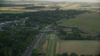 AX111_168 - 5.5K aerial stock footage of the A8 Highway, Edinburgh, Scotland
