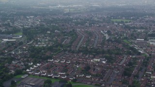 AX113_122 - 5.5K aerial stock footage of residential neighborhoods in Belfast, Northern Ireland
