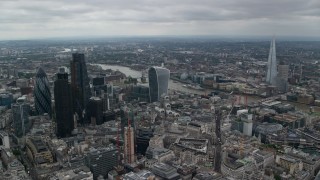 AX114_046 - 5.5K aerial stock footage approach 20 Fenchurch and River Thames, Central London, England