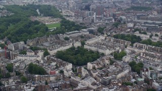 AX114_264 - 5.5K aerial stock footage of orbiting Belgrave Square and embassies, London, England