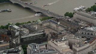 AX115_096 - 5.5K aerial stock footage orbiting Somerset House along River Thames, London England