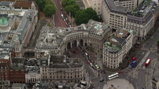 AX115_099 - 5.5K aerial stock footage of The Admiralty Arch at Trafalgar Square, London England