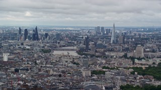 AX115_260 - 5.5K aerial stock footage a wide view of the London cityscape seen from Westminster, England