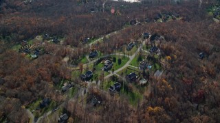AX119_206 - 5.5K aerial stock footage of a bird's eye view of upscale homes in Autumn, Yorktown Heights, New York