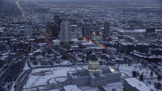 Cities in Snow Aerial Stock Footage